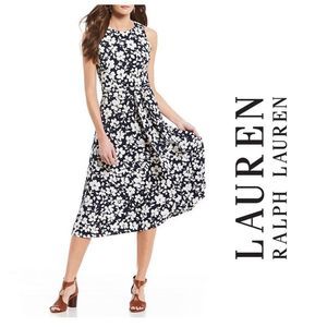 Lauren Ralph Lauren Floral Belted Jersey Dress